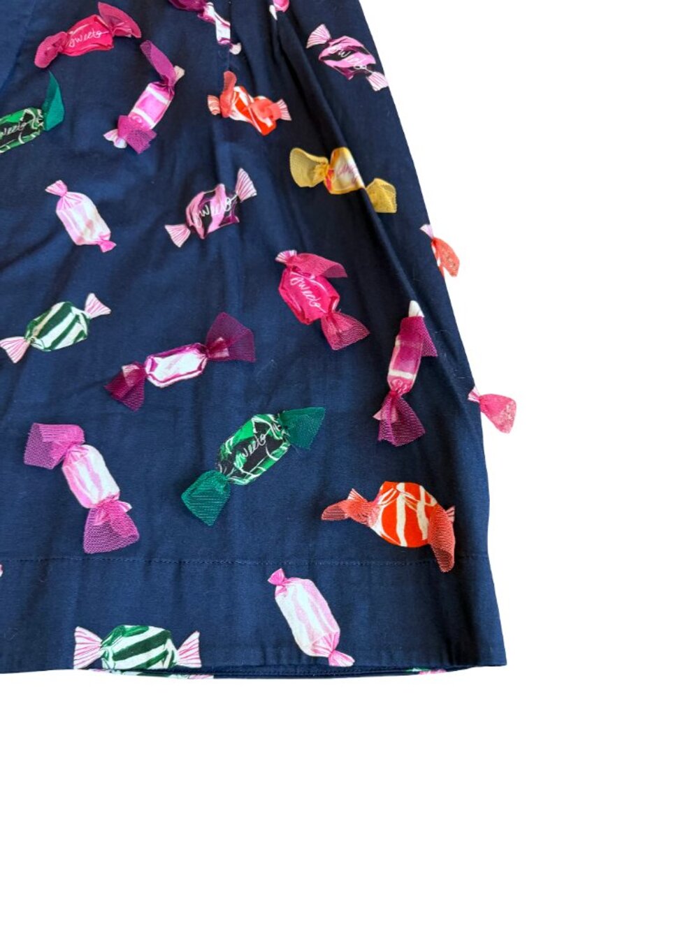 Maeve Navy Candy Print Ruffle Button Front Dress Stretchy Size 8 Women's - Picture 11 of 13
